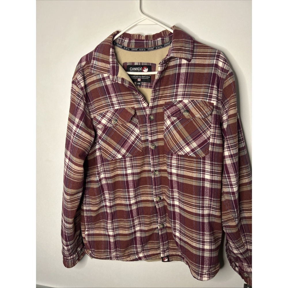 Canada Weather Gear Red Plaid Flannel Lined Long Sleeve Button Down Shirt M